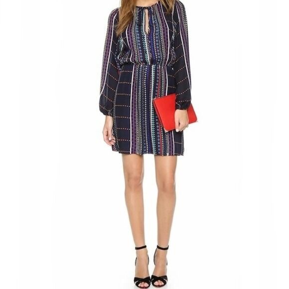 Parker Hammock Long Sleeve Silk Dress in Hedra Print Size Small - Picture 2 of 15